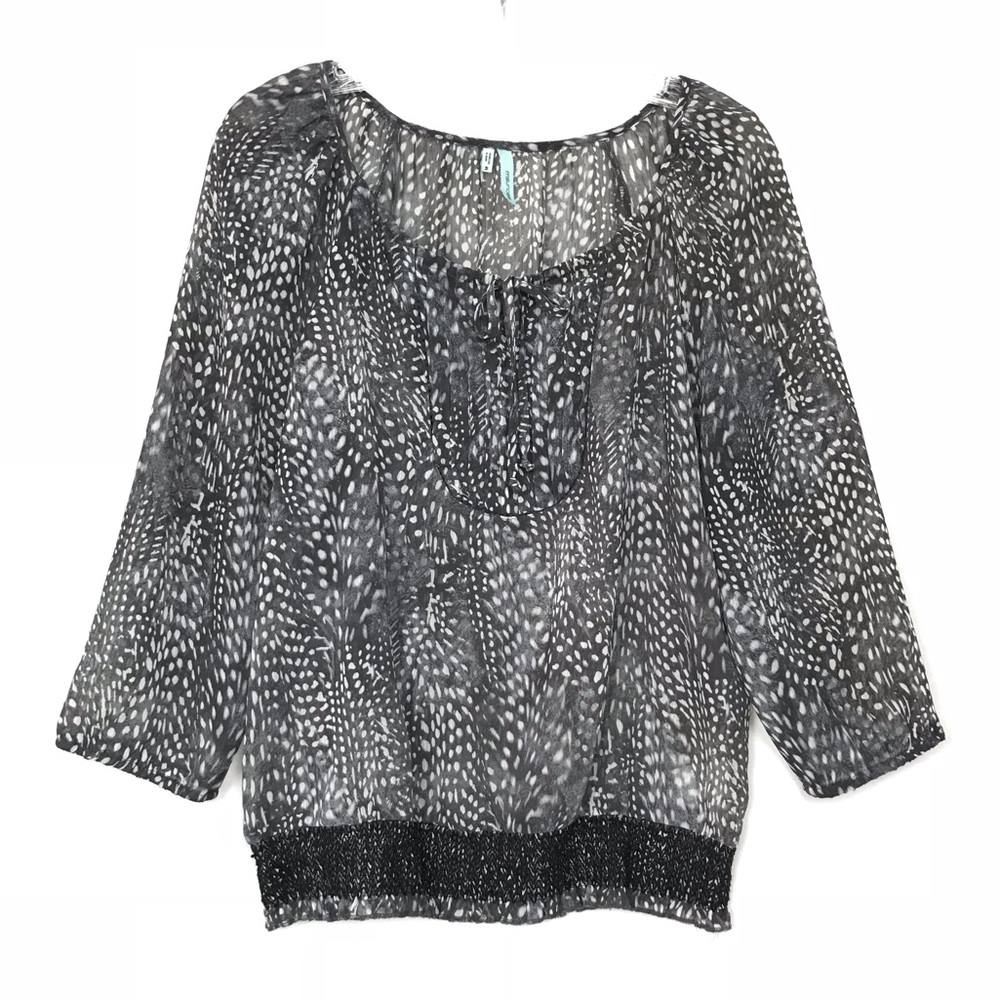 Maurices Leopard print semi sheer peasant blouse M